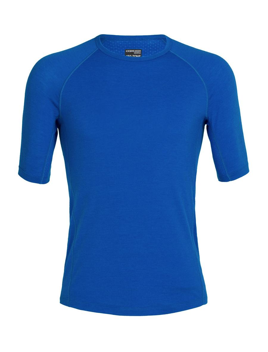 Base Layers Icebreaker BodyfitZone™ Merino 150 Zone Corta Sleeve Crewe Thermal Top Homme Bleu | FR 1333OKIR